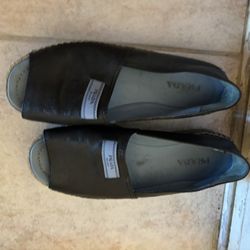 Prada espadrilles open toe platform shoes big logo sandals leather flats 