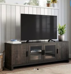 Farmhouse Style Media Console TV Stand for TVs up to 70” Weathered Pine