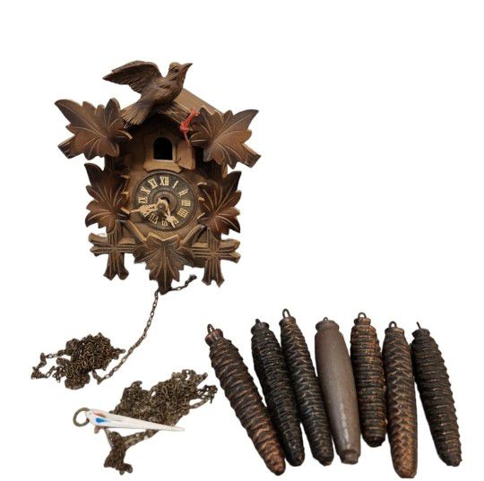 Vintage German Cuckoo Clock w/7 Weights - Dismantled/Needs Repair/Not Working