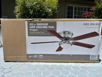 Indoor Brushed Nickel LED Hugger Ceiling Fan 52 In