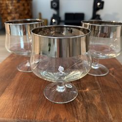(3) Platinum Silver Dorothy Thorpe Wine Brandy Glasses