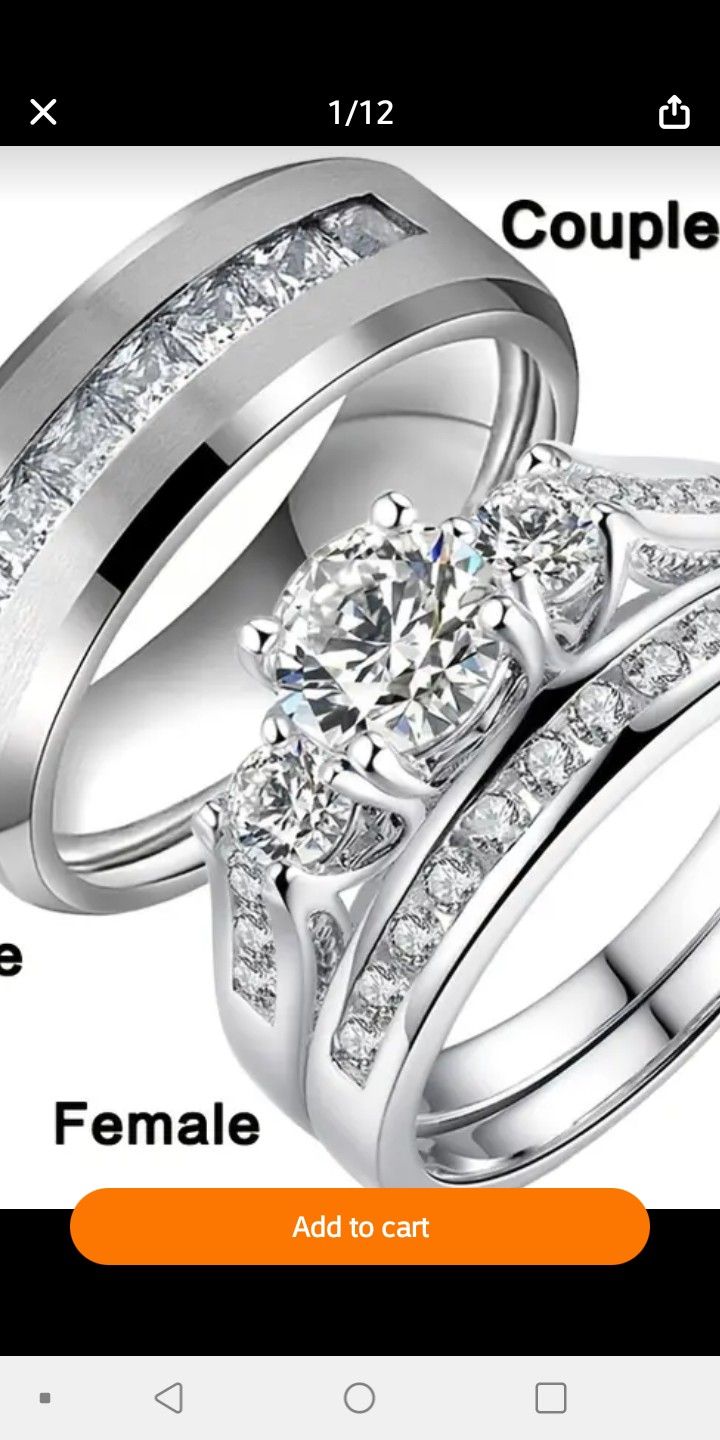 Sterling Silver Wedding Ring Sets