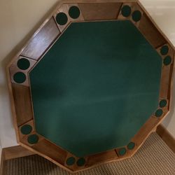 Poker Table  (52” folds Flat For Storage). Solid Wood