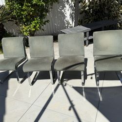 Mid century modern flat bar chrome Upholstered dining Chairs