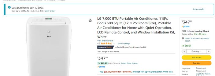 LG Portable AC Unit