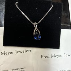 Sapphire Pendant With 2 Sterling Silver Chains