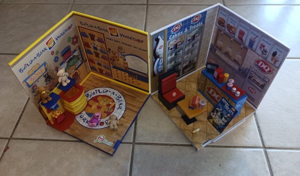 Mi World Real World Made Mini Dairy Queen & Build A Bear Workshop Playsets