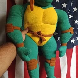 2004 TMNT Giant Plush Michelangelo Retro Stuffed Turtle Toy Mirage Studios