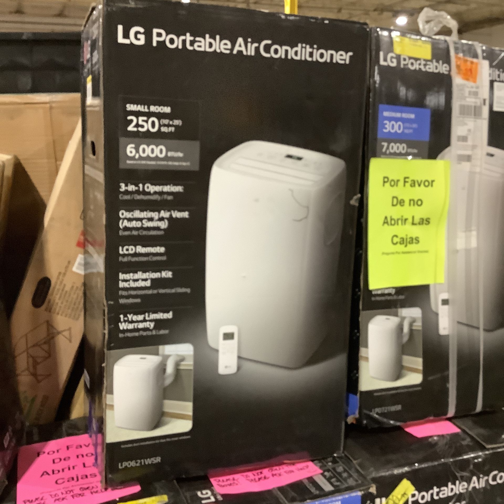 LG Electronics 6,000 BTU (DOE) 115-Volt Portable Air Conditioner LP0621WSR Cools 250 Sq. Ft. with Dehumidifier Function and LCD Remote