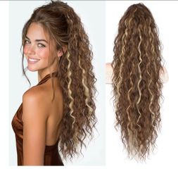 Ponytail Extension 30" Curly Wavy Pony Tail Claw Multi Layered Clip on Ponytail Extension Long Fluffy Natural Looking Synthetic Hair Piece for Women(L
