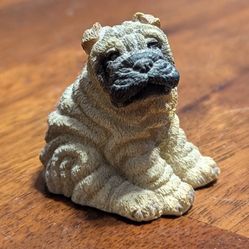 SHAR PEI DOG Mini Figurine Statue HandPainted Resin Living Stone