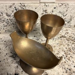 Antique Brass And Metal Cups