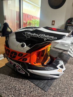 Troy Lee designs Motocross helmet and 100% Googles