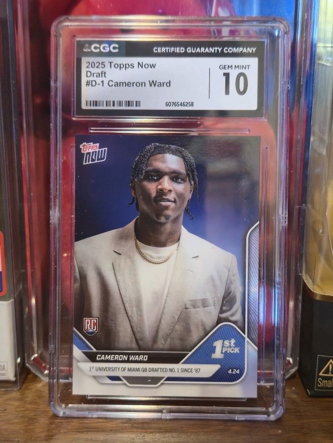 2025 Cameron Ward Topps Now Draft Rookie card, #D1 RC graded GEM MINT 10 by (CGC)