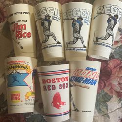 Vintage  70s And 80s  Sports Fan Cups Of Red Sox And Yankee Hero’s ..$9 Each 