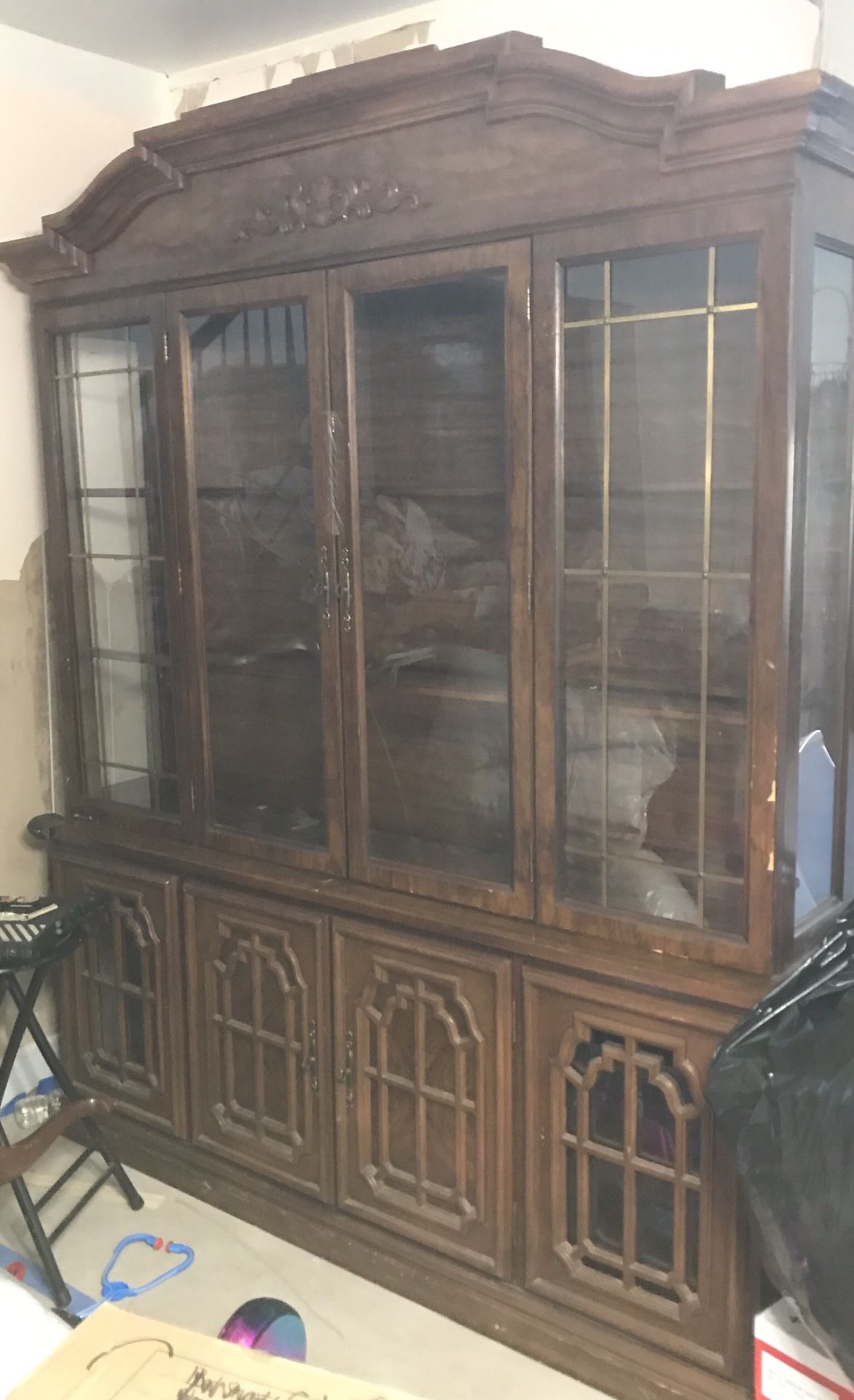 Walnut china cabinet