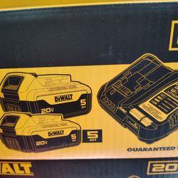 DeWalt Two 5.0ah Batteries And Charger