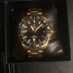 Tommy Hilfiger Black Dial Gold Plated Watch