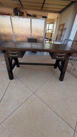 Heavy wood desk, drawer and chair