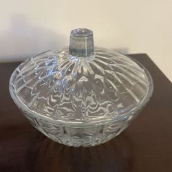 Vintage Glass Sugar Bowl With Lid 