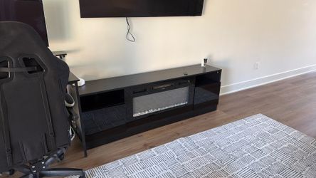 TV Stand with Built-In Electric Fireplace and LED lights