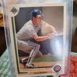 Greg Maddux Rare Error 1991 Upper Deck Hockey Sticks Hologram Back Baseball Card 