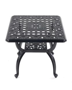 Mandolin Black Cast Aluminum Square Outdoor Patio Coffee End Table