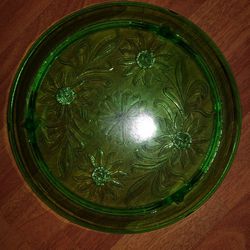 Green Glass Cake Plate