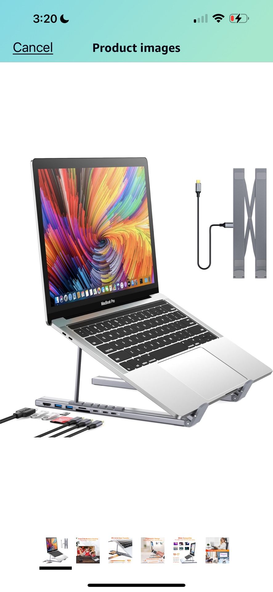 Book Stand for Reading with Book Light and 12 Bookmarks, Adjustable Book Holder with 360° Rotating