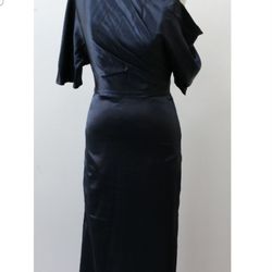 Reduced $50$ Silk Navy Blue Long Dress Size 10 NEW