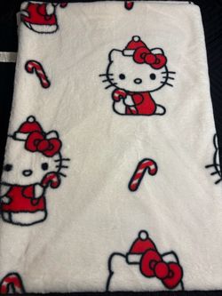 Christmas Hello Kitty Candy Cane Santa Faux Rabbit Fur Throw Blanket 50x70