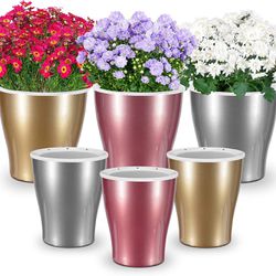 6 Self Watering Planter Premium Plant Flower Pot Indoor Gold Silver Rose 5” &7” New Sealed Box