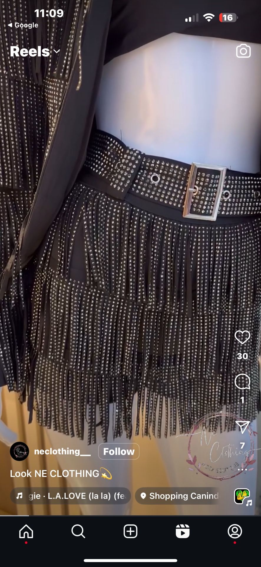 Fringe Rhine Stone Belt