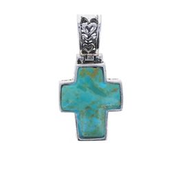 Vintage Turquoise Cross Pattern Pendant