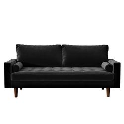 70” Black Velvet Sofa