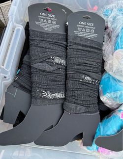 Dark Gray Knit Leg Warmers with Rhinestones $5 each – 2 Pairs