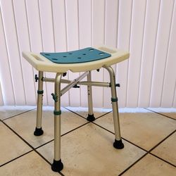 Heavy Duty Shower Bath Stool with Blue Padded Seat