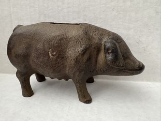 Antique Cast Iron Penny Piggy Bank 