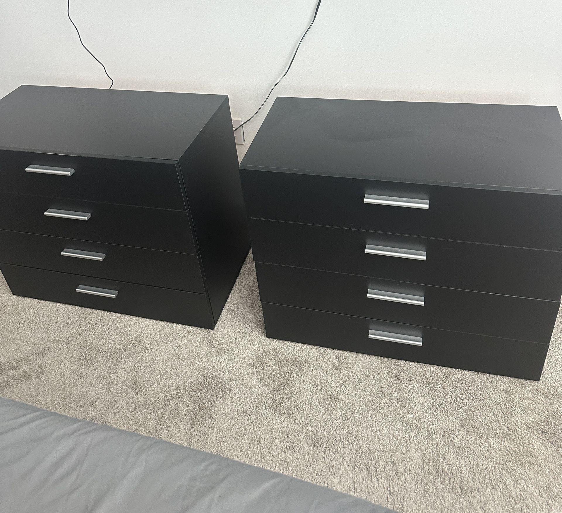 Modern Tvilum 4-Drawer Chests/ Dresser – Set of 2 – Black Matte Finish - $90 each or $160 for both