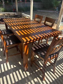 Wood dining  high table w chairs