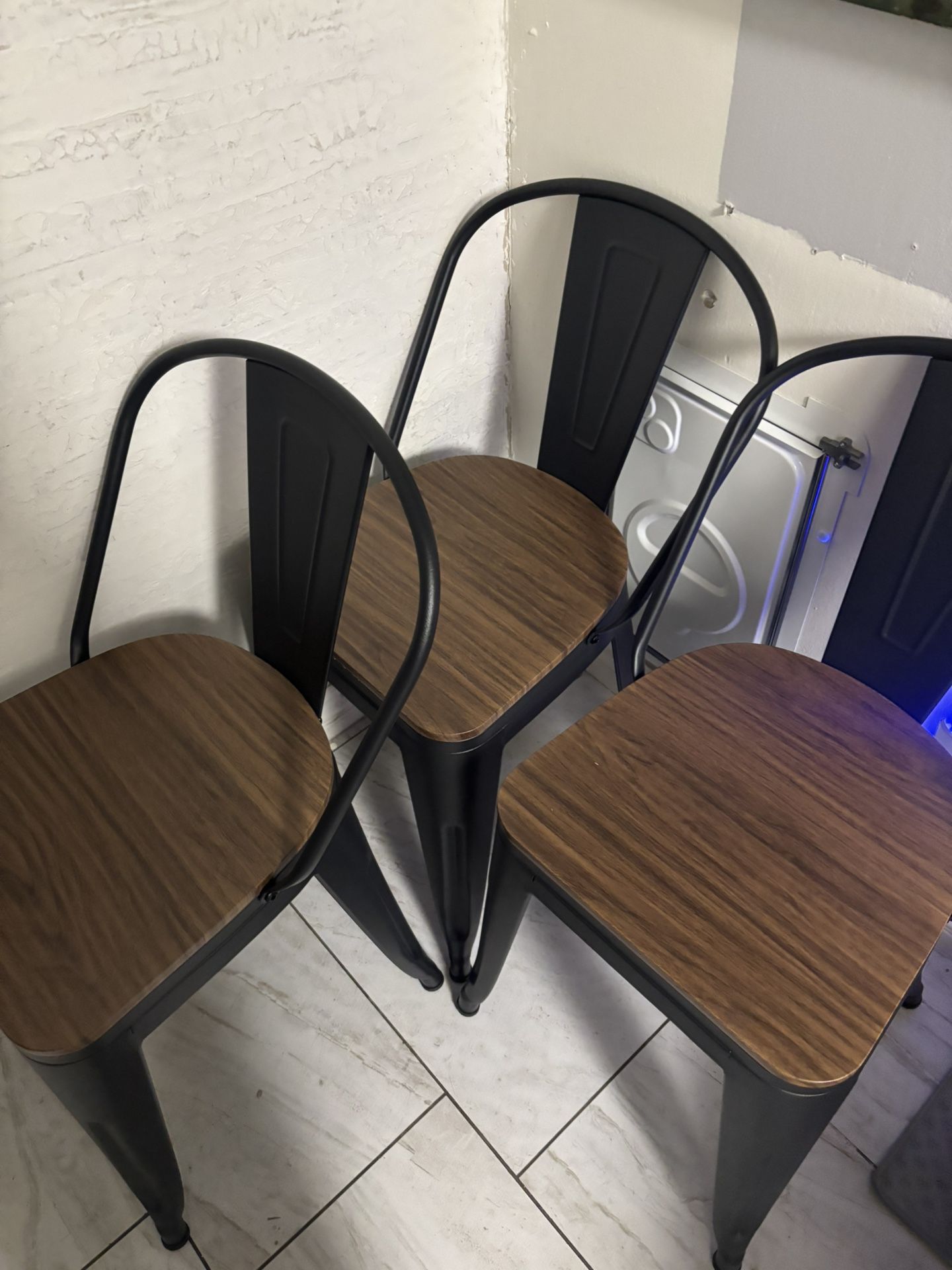 Set of 4 Chairs // Metal + Wood