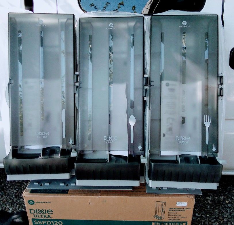 New Dixie Ultra (3) Utensil Dispensers For Forks Spoons and Knives
