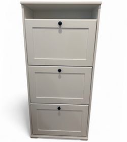 2 x BRAND NEW IKEA ASSEMBLED White Shoe Cabinet with 3 Flip Drawers