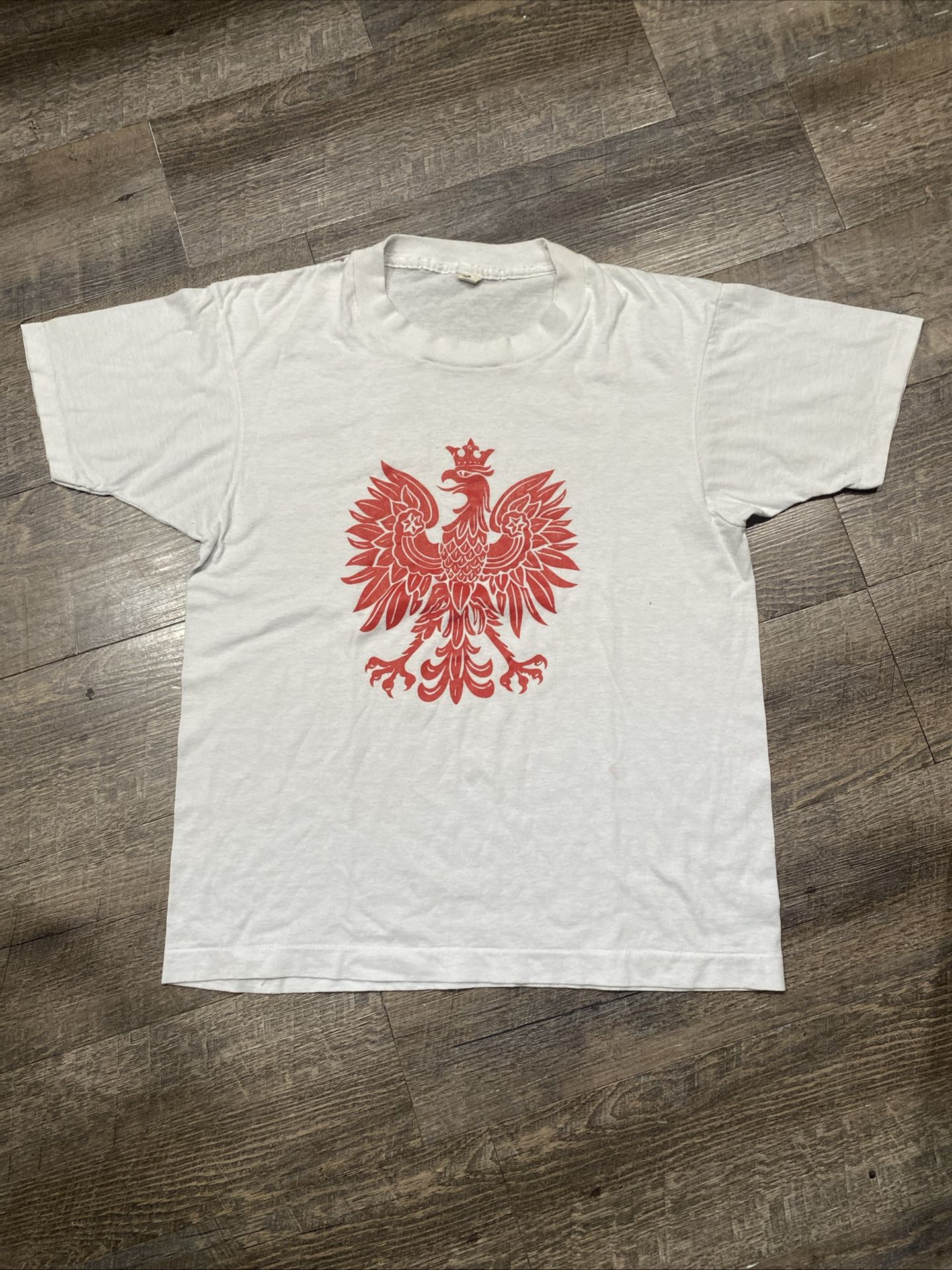 Medium Red Polish Eagle On White Tee Shirt Size Medium. Never Worn