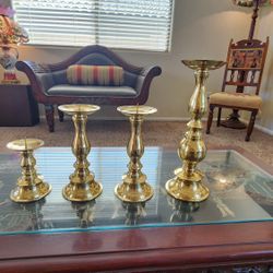 Vintag 4 Brass Candlesticks, Made In Indian 4 For $50