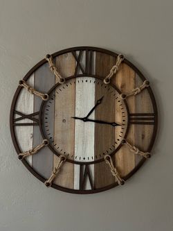 Oversized Rustic Wood Wall Clock – 31”
