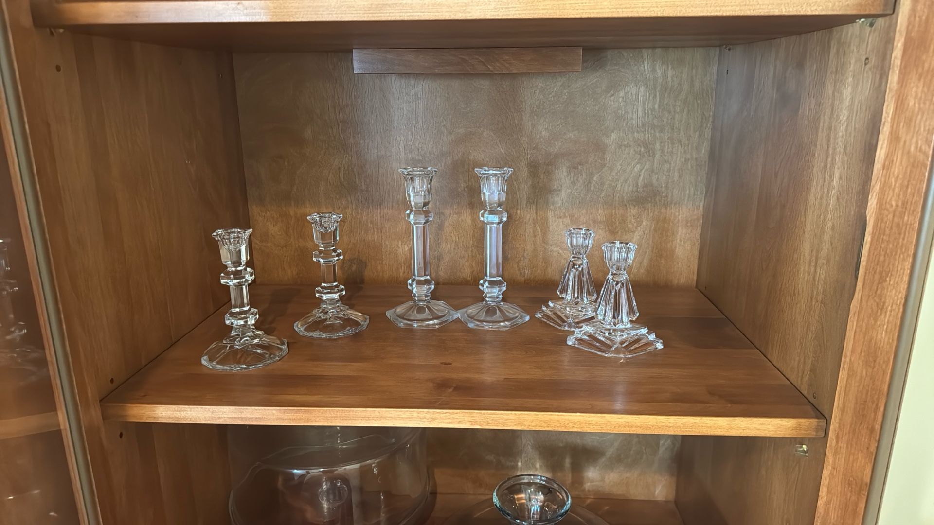 A Lot Of Three Pairs Of Vintage Crystal Candlesticks One From Tuscany One From Mi Casa. The Other Is Neiman Marcus.