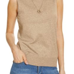 khaki Large size Sweater Women's Sleeveless Turtleneck Sweater Top, Ribbed Knit Tank, Multiple Colors