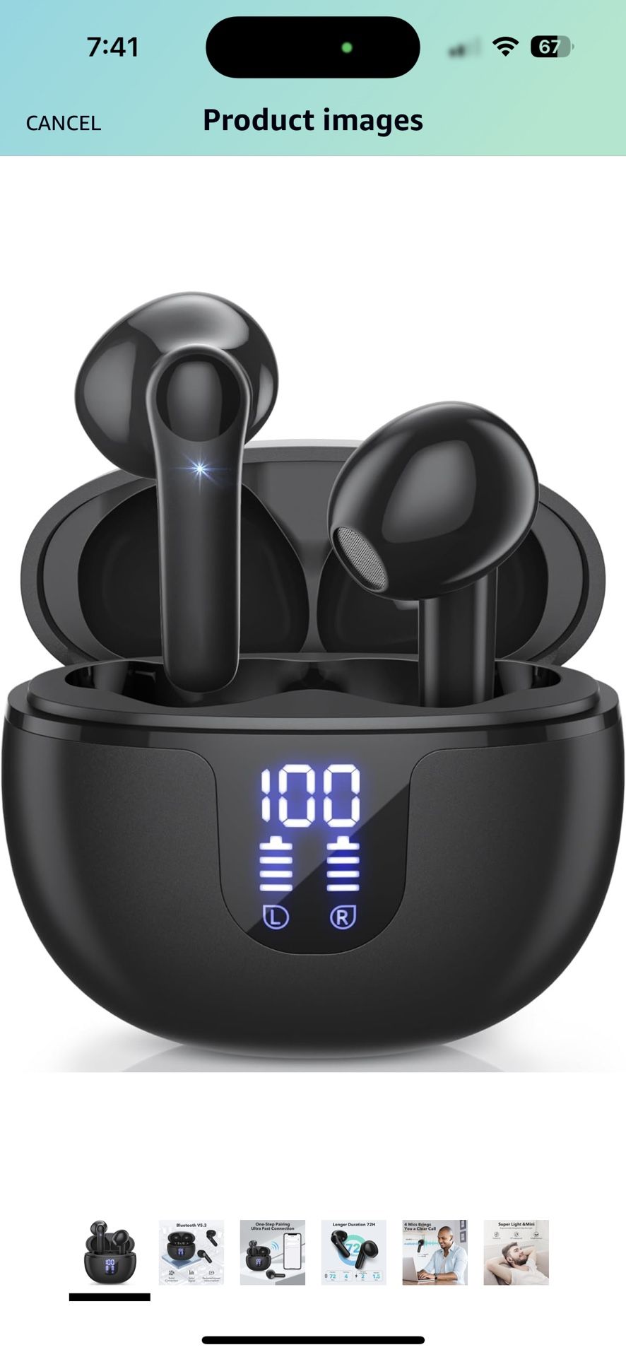 Wireless Earbuds, Bluetooth Headphones in-Ear, USB-C Fast Charge, Clear Sound, Built-in HD Mic, Touch Control, 48H Playtime, IPX8 Waterproof for Sport