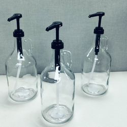 3 Glass Pump Bottles 